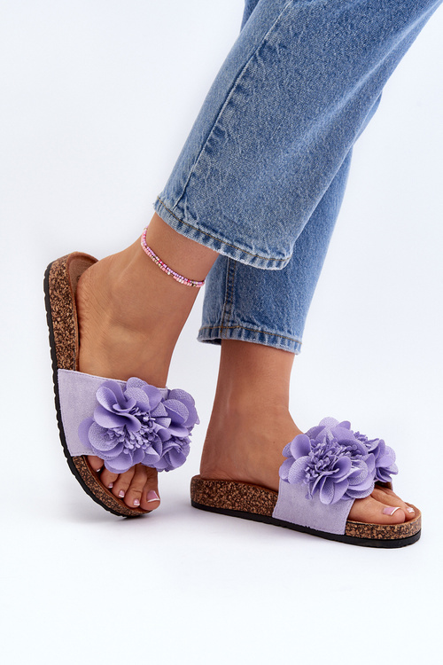 Women's Purple Flower Slides Lulania