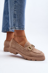Women's Beige Loafers with Embellishment Railenes