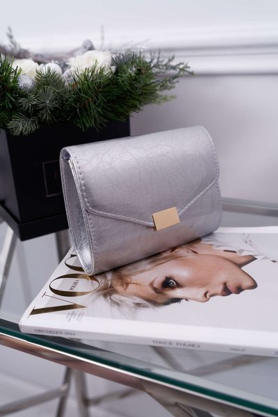 Women's Handbag Silver Lacquered Stylish Clutch Bag