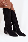 Women's Cowboy Boots With Heel Made Of Eco Suede Black Esmira