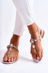 Fashionable Women's Sandals Flip-Flops With Decorative Rhinestones Silver Bellia