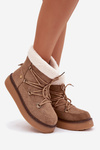 Women's Snow Boots On Platform With Lacing Light Brown Roselya