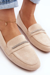 Women's Beige Faux Suede Loafers Ladite