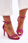 Women's Sandals On A High Heel With Rhinestones Fuchsia Perfecto