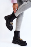 Women's Warm Boots With Front Decoration Black Tilda