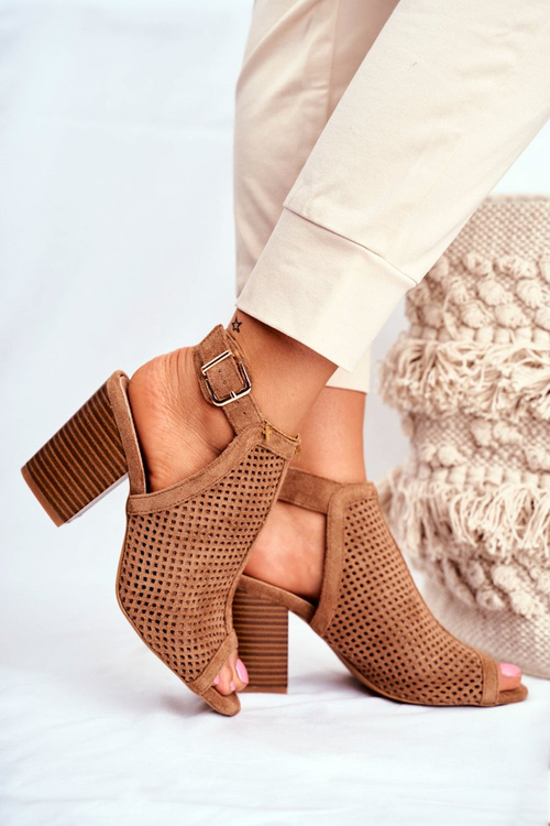 Women’s Boots Peep Toe Suede Spring Camel Paradise