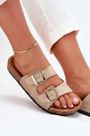 Women's Slip-On Sandals On Cork Sole Gold Cortina