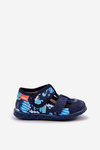 Slippers Milami Children With Velcro In Dinosaur Print Navy Blue Reathiana