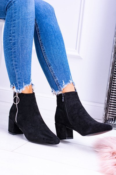 Black Suede Pointed Stiletto Boots Jonnes