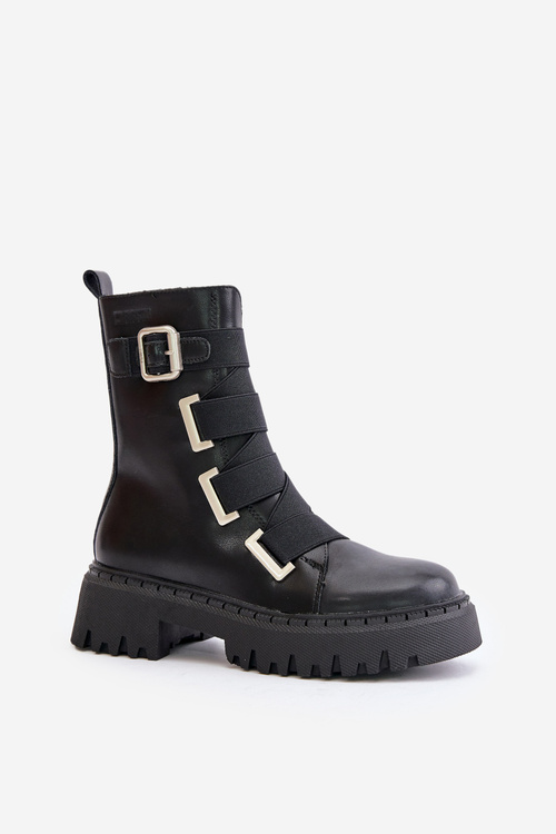 Leather Women's Ankle Boots Insulated Big Star OO274A256 Black