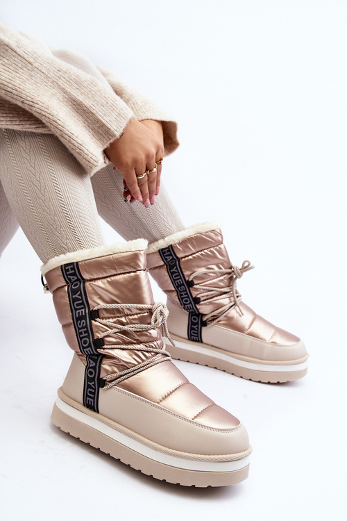 Women's Snow Boots with Beige Laces Lilara