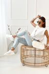 Women's Sneakers On A Chunky Sole White Beige Riri