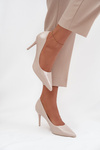 Patent Eco Leather Women's High Heels With Pointed Toes Light Beige Jadira