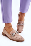 Elegant Suede Loafers Dark Beige Aliya