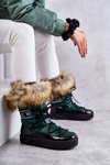 Women's Lace-up Snow Boots Green Santero