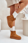 Womens Snow Boots On Platform Made Of Eco Suede Camel Atteria