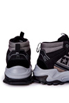 Buty Trekkingowe Skórzane Wiązane Big Star Czarno-Szare II174203