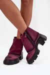 Leather Women's Ankle Boots With Turned Cuff Maciejka 07145-23 Bordeaux
