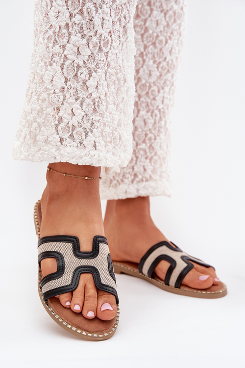 Women Flat Heeled Slippers Black Vereya