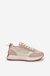 Ladies Sports Shoes With Mesh On Platform Beige Poova