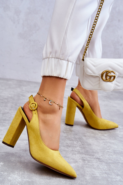 High Heels Pointed Toe Pumps Yellow Alanza