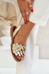 Leather sandals on flat heel Zazoo 40425 gold