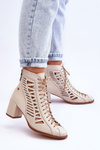Leather Openwork Boots Maciejka 05508-22 Light beige