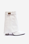 Leather Lined Heeled Boots White  Chevie 