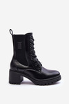 Women's Leather Boots On Heel Black Esnar