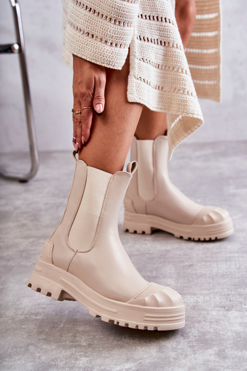 Classic High Workers Boots Beige Bassti