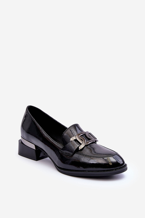 Lacquered Loafers Moccasins On Heel Black Sakina 