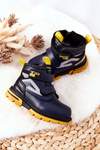 Children's Velcro Insulated Boots Navy Blue Fruzio