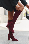 Women's Boots with Stitching on Block Heel Bordeaux Brivana