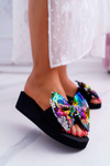 Women's Foam Platform Flip Flops Cocard Iridescent Sequins Meow