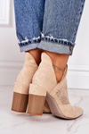 Openwork Boots On A Block Heel Beige Michelle
