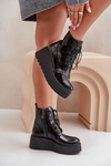 Leather Patent Ankle Boots On Platform And Wedge Maciejka 06762-01 Black