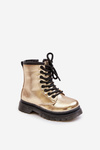 Insulated Girls Patent Boots With Zipper Gold Novita