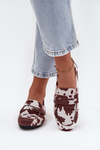 Damskie Mokasyny Loafersy W Łaty Płaskie Brązowo-Białe Soreline