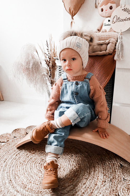 Children's Insulated High Sneakers Camel Clafi