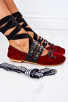 Lace-up Velor Ballerinas Lu Boo Burgundy