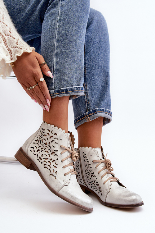 Zazoo 2871 Women's Laced Ankle Boots Silver