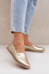 Espadryle Damskie Eleganckie Skóra Naturalna Złote Zazoo 10177
