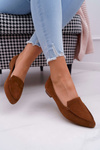 Women's Moccasins Suede Leather Loafers Cognac Homny