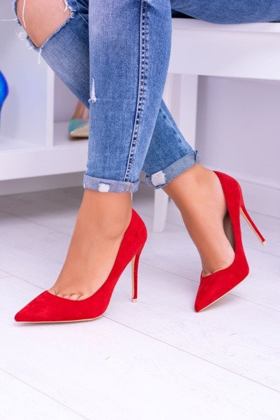 Lu Boo Women's Stilettos Suede Red In Pointed Fione