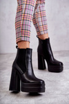 Women's Leather Boots On A Massive Heel Black Jones