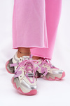 Ladies Leather Sneakers On Chunky Sole Pink GOE RR2N4030