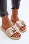 Women's Beige Slippers with Bow Arsicada