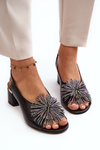 Leather Sandals On Triangle Heel Laura Messi 2595 Brown
