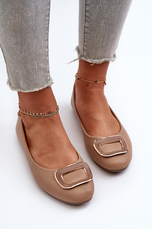 Ballerinas With Eco Leather Decoration Dark Beige Enicoria