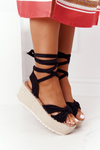 Lace-up Sandals On A Braided Platform Black La Palma